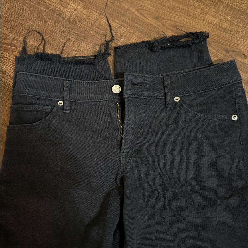 Black Frayed Hem Jeans